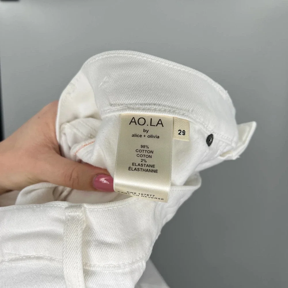 AO.LA Alice + Olivia Amazing High Rise Jeans Women's 29 White Double Denim Hem - Picture 5 of 7